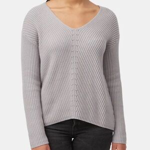 Tentree Highline V-Neck Sweater Light Gray Size Medium